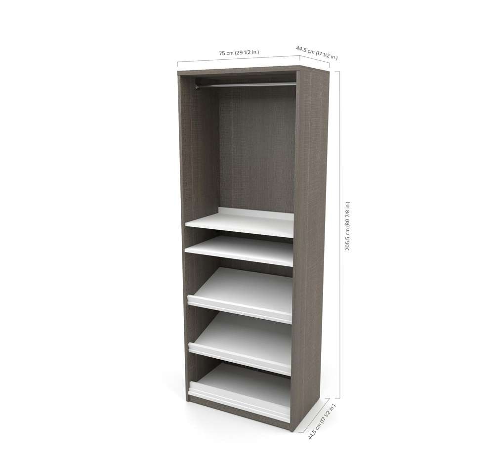 Bestar - Cielo 125W Queen Murphy Bed and 2 Shelving Units with Drawers (124W) in Bark Grey & White - 80885-47 veiw 10