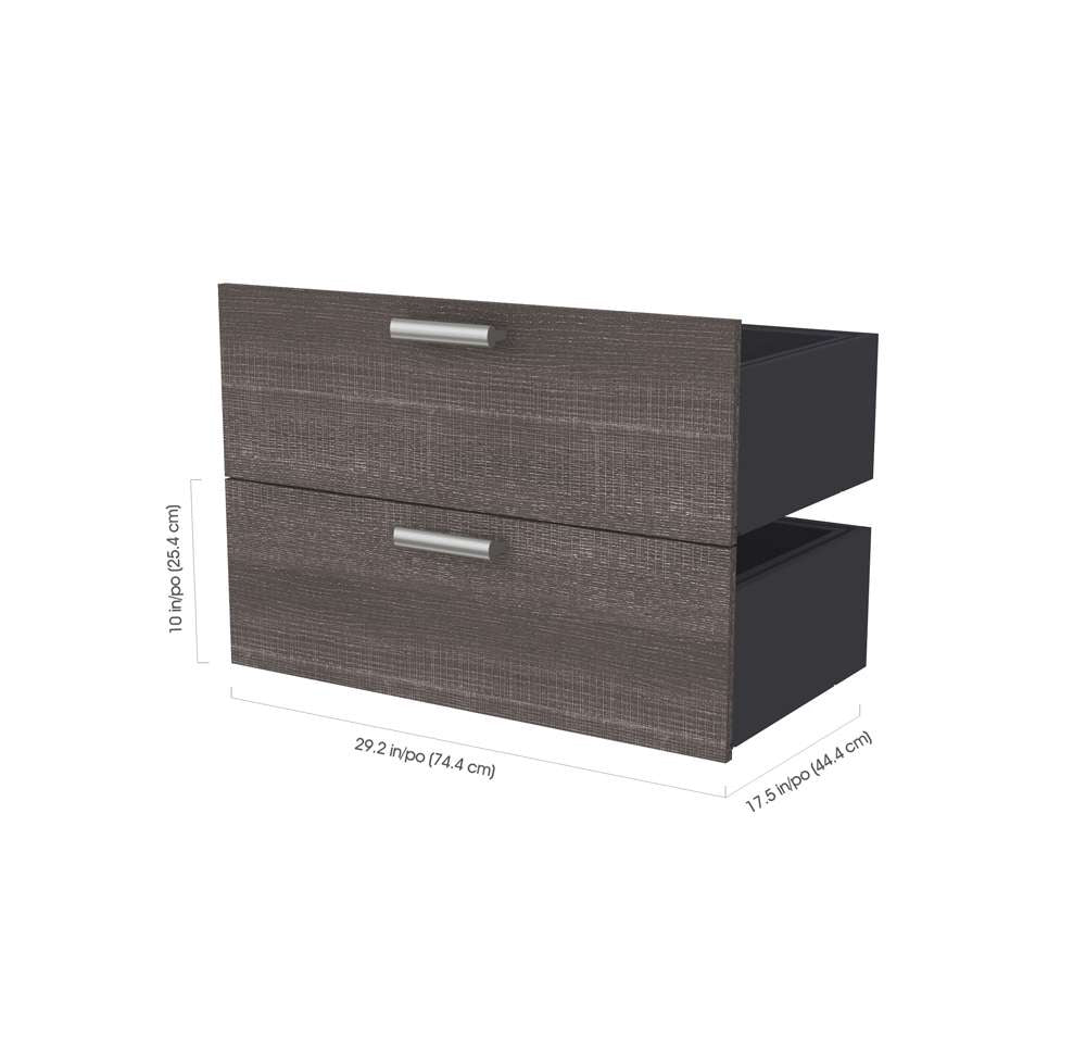 Bestar - Cielo 125W Queen Murphy Bed and 2 Shelving Units with Drawers (124W) in Bark Grey & White - 80885-47 veiw 11