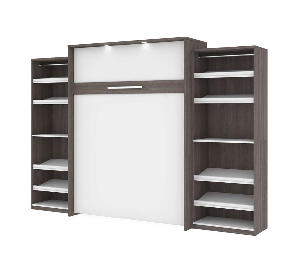 Bestar - Cielo 125W Queen Murphy Bed with 2 Shelving Units (124W) in Bark Grey & White - 80884-47 veiw 1
