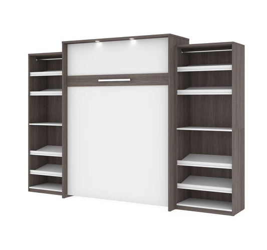 Bestar - Cielo 125W Queen Murphy Bed with 2 Shelving Units (124W) in Bark Grey & White - 80884-47 veiw 1