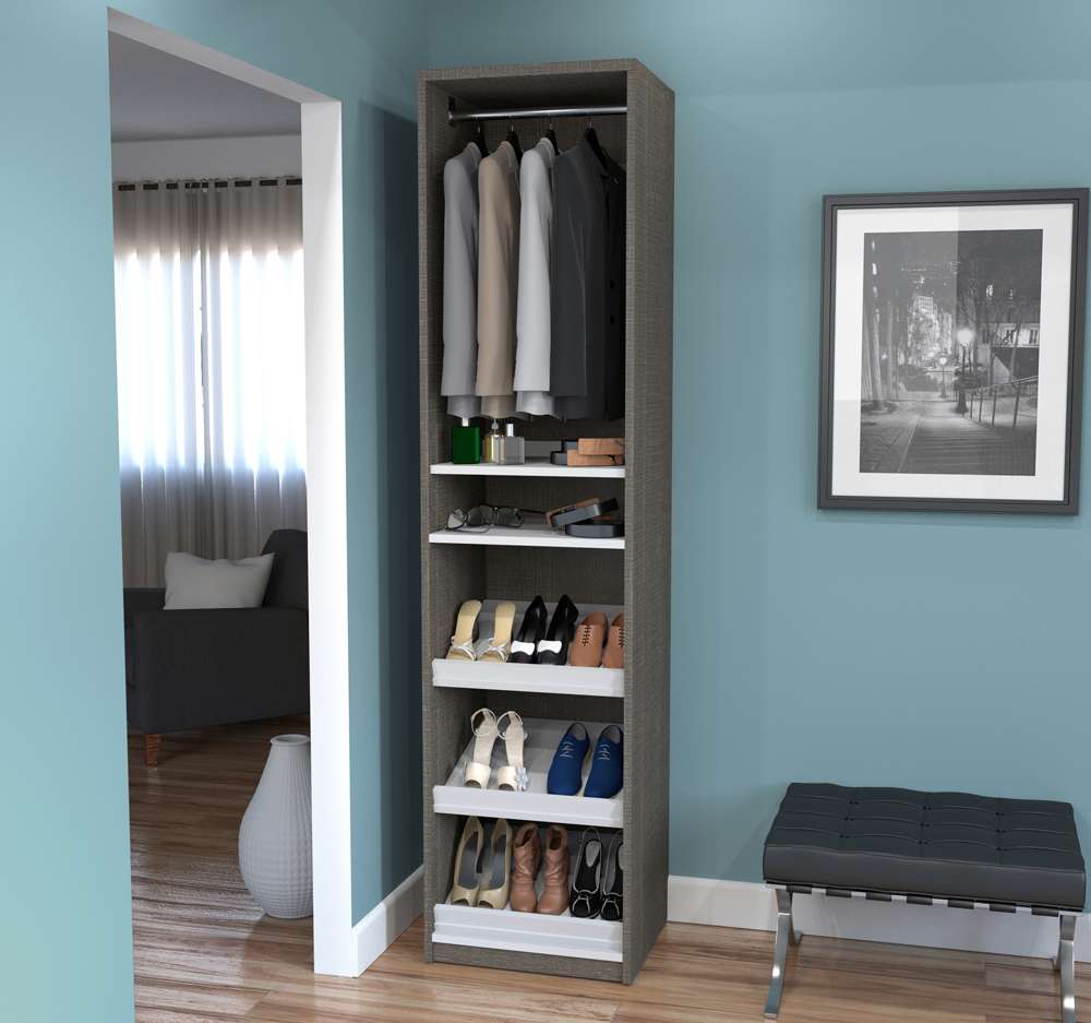 Bestar - Cielo 20W 19.5 Closet Organizer in Bark Grey & White - 80167-47 veiw 2