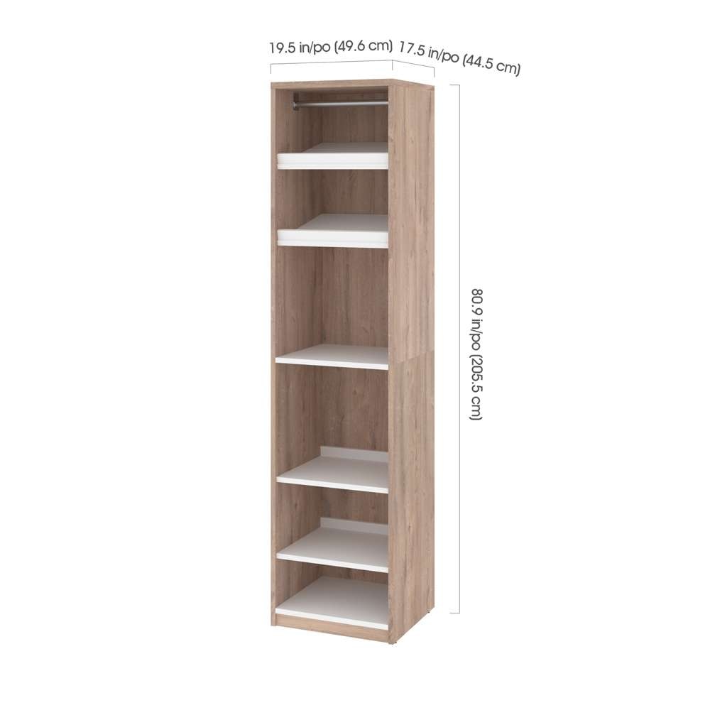 Bestar - Cielo 20W 19.5 Closet Organizer in Rustic Brown & White - 80167-000009 veiw 3