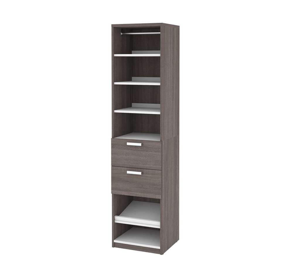Bestar - Cielo 20W 19.5 Closet Organizer with Drawers in Bark Grey & White - 80860-47 veiw 1
