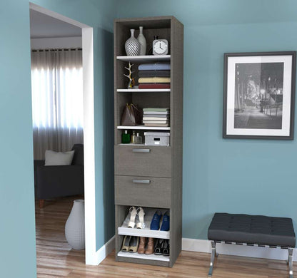 Bestar - Cielo 20W 19.5 Closet Organizer with Drawers in Bark Grey & White - 80860-47 veiw 2