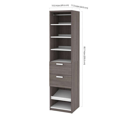 Bestar - Cielo 20W 19.5 Closet Organizer with Drawers in Bark Grey & White - 80860-47 veiw 3