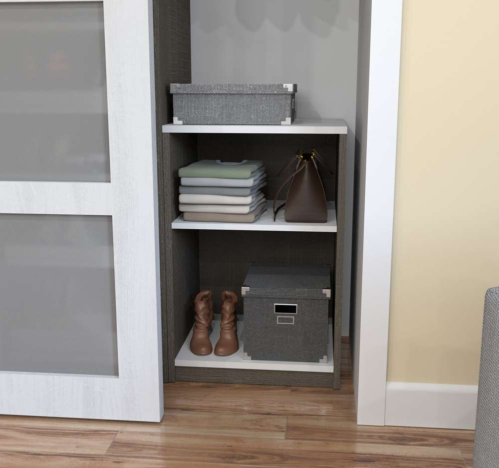 Bestar - Cielo 20W Low Shelving Unit in Bark Grey & White - 80169-1147 veiw 2