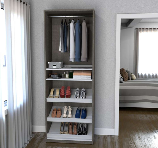 Bestar - Cielo 30W 29.5 Closet Organizer in Bark Grey & White - 80166-47 veiw 2