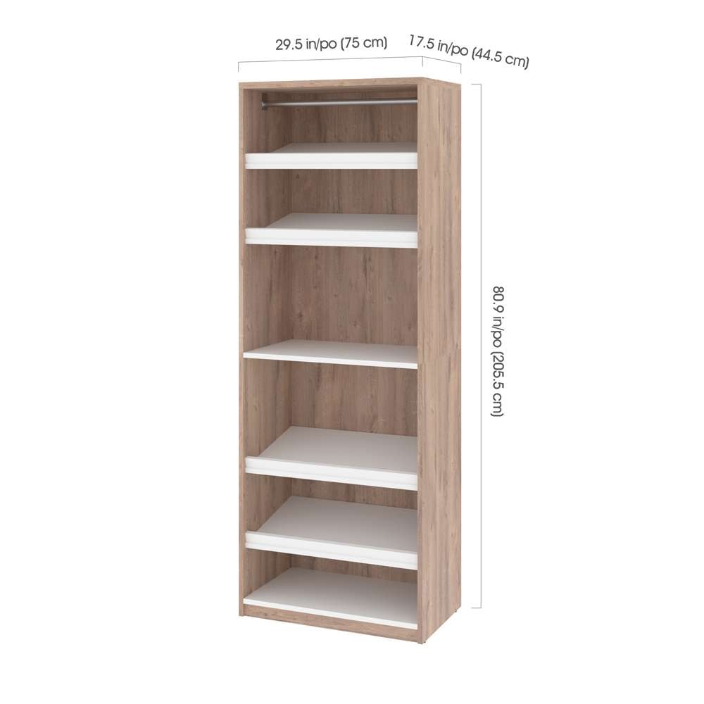 Bestar - Cielo 30W 29.5 Closet Organizer in Rustic Brown & White - 80166-000009 veiw 3