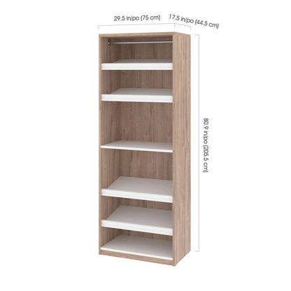 Bestar - Cielo 30W 29.5 Closet Organizer in Rustic Brown & White - 80166-000009 veiw 3