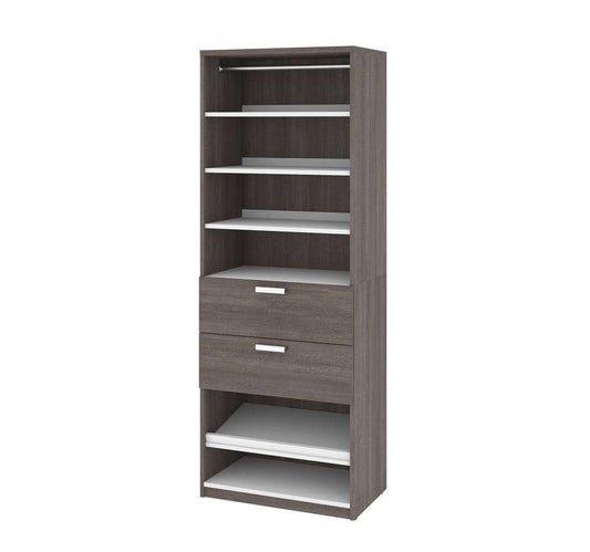 Bestar - Cielo 30W 29.5 Closet Organizer with Drawers in Bark Grey & White - 80861-47 veiw 1