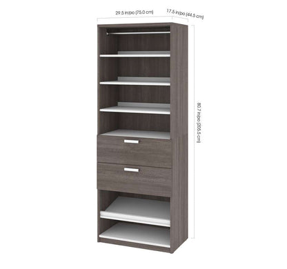 Bestar - Cielo 30W 29.5 Closet Organizer with Drawers in Bark Grey & White - 80861-47 veiw 3