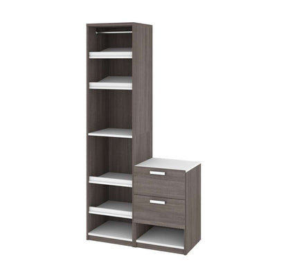 Bestar - Cielo 39 Closet Organizer with 1 Low Storage Unit in Bark Grey & White - 80850-47 veiw 1