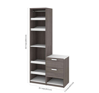 Bestar - Cielo 39 Closet Organizer with 1 Low Storage Unit in Bark Grey & White - 80850-47 veiw 3