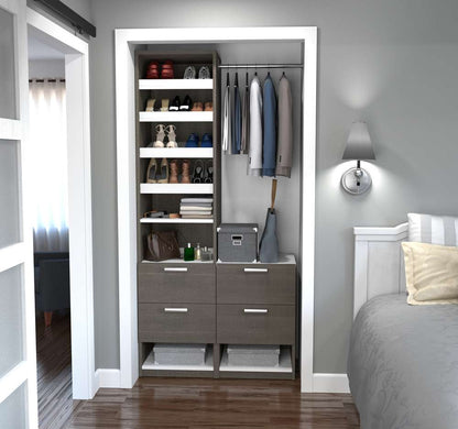 Bestar - Cielo 39 Closet Organizer with Drawers in Bark Grey & White - 80852-47 veiw 2