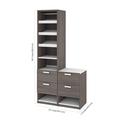 Bestar - Cielo 39 Closet Organizer with Drawers in Bark Grey & White - 80852-47 veiw 3
