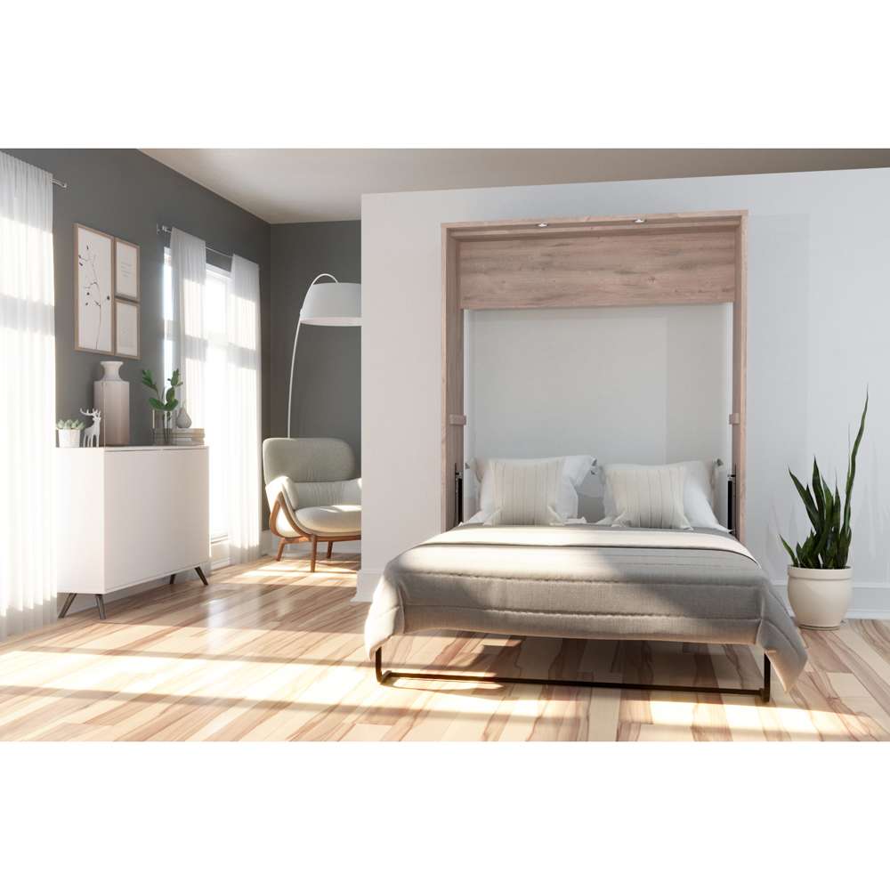 Bestar - Cielo 60W 59W Full Murphy Bed in Rustic Brown & White - 80183-000009 veiw 4