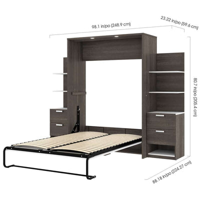Bestar - Cielo 99W Full Murphy Bed with Floating Shelves and Drawers (98W) in Bark Grey & White - 80891-47 veiw 6