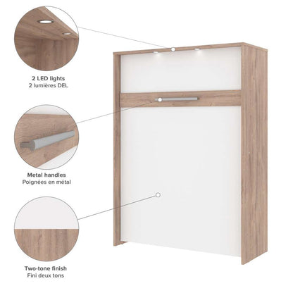 Bestar - Cielo 99W Full Murphy Bed with Floating Shelves and Drawers (98W) in Rustic Brown & White - 80891-000009 veiw 7