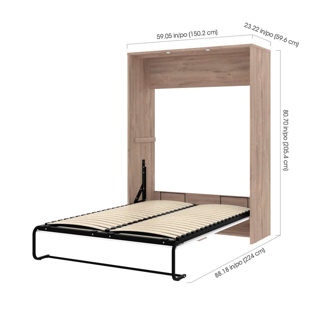 Bestar - Cielo 99W Full Murphy Bed with Floating Shelves and Drawers (98W) in Rustic Brown & White - 80891-000009 veiw 9