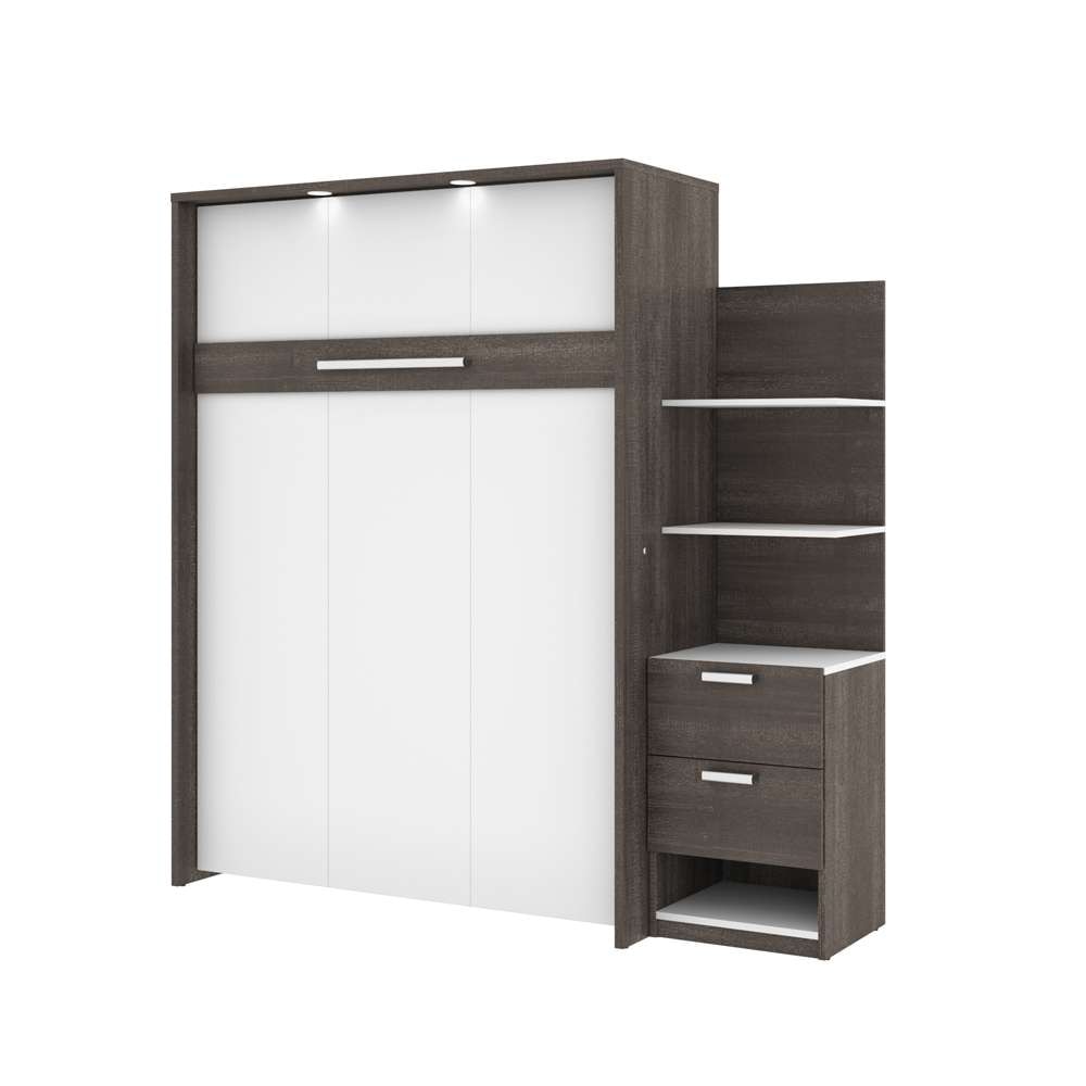 Bestar - Cielo Full Murphy Bed with Floating Shelves (79W) in Bark Grey & White - 80897-47 veiw 1