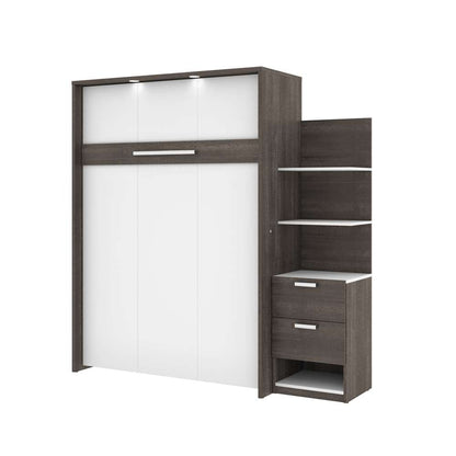 Bestar - Cielo Full Murphy Bed with Floating Shelves (79W) in Bark Grey & White - 80897-47 veiw 1