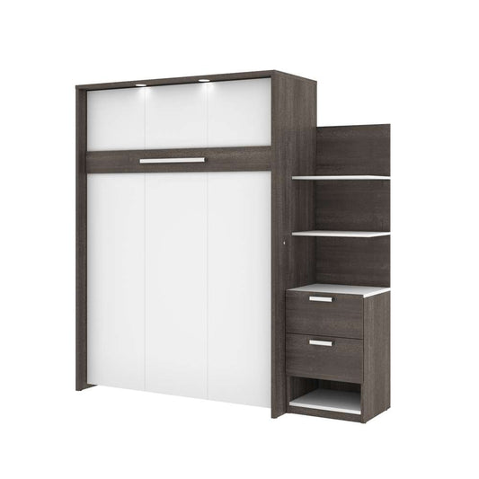 Bestar - Cielo Full Murphy Bed with Floating Shelves (79W) in Bark Grey & White - 80897-47 veiw 1