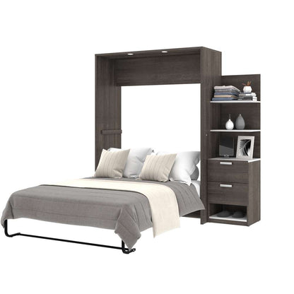 Bestar - Cielo Full Murphy Bed with Floating Shelves (79W) in Bark Grey & White - 80897-47 veiw 2