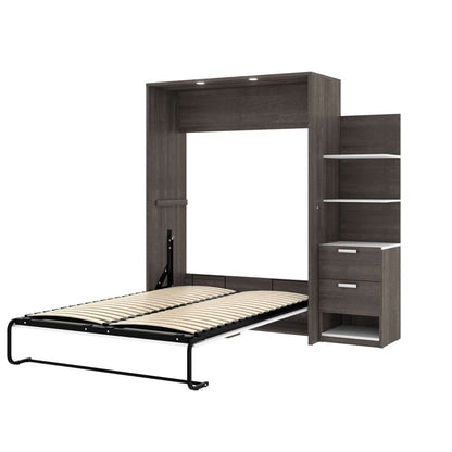 Bestar - Cielo Full Murphy Bed with Floating Shelves (79W) in Bark Grey & White - 80897-47 veiw 3