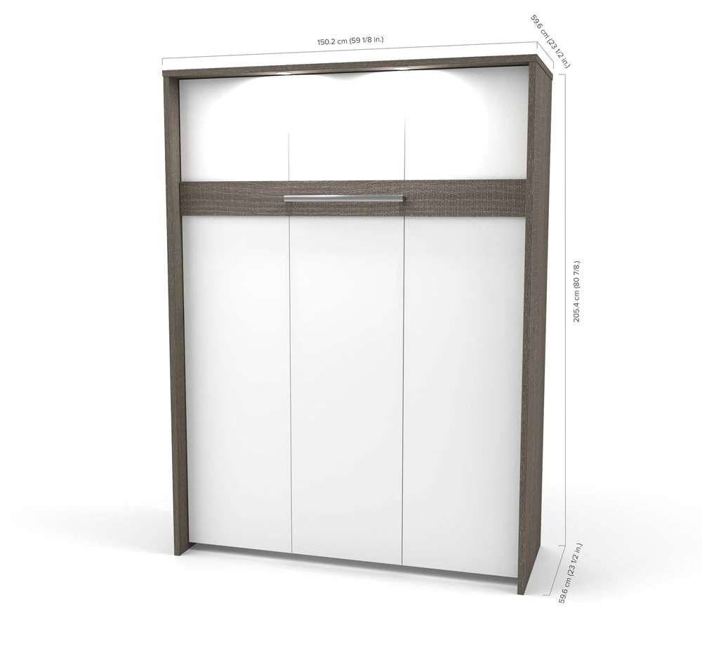 Bestar - Cielo Full Murphy Bed with Floating Shelves (79W) in Bark Grey & White - 80897-47 veiw 7