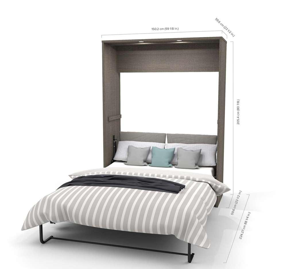 Bestar - Cielo Full Murphy Bed with Floating Shelves (79W) in Bark Grey & White - 80897-47 veiw 8