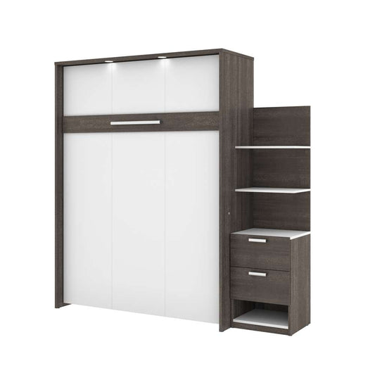 Bestar - Cielo Queen Murphy Bed with Floating Shelves (85W) in Bark Grey & White - 80887-47 veiw 1