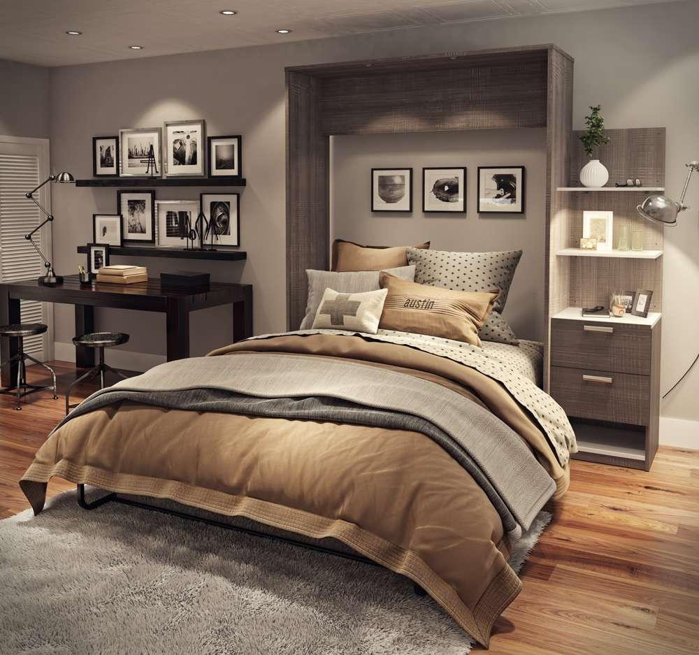 Bestar - Cielo Queen Murphy Bed with Floating Shelves (85W) in Bark Grey & White - 80887-47 veiw 3
