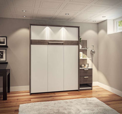 Bestar - Cielo Queen Murphy Bed with Floating Shelves (85W) in Bark Grey & White - 80887-47 veiw 4