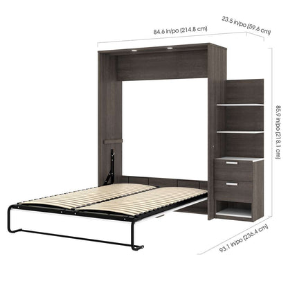 Bestar - Cielo Queen Murphy Bed with Floating Shelves (85W) in Bark Grey & White - 80887-47 veiw 5