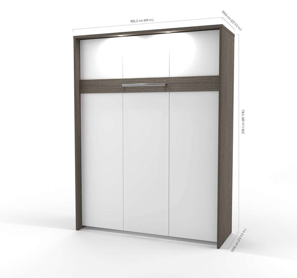 Bestar - Cielo Queen Murphy Bed with Floating Shelves (85W) in Bark Grey & White - 80887-47 veiw 6