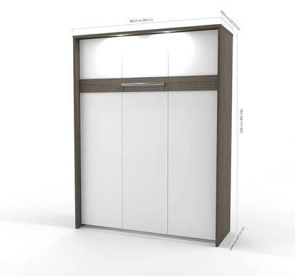 Bestar - Cielo Queen Murphy Bed with Floating Shelves (85W) in Bark Grey & White - 80887-47 veiw 6