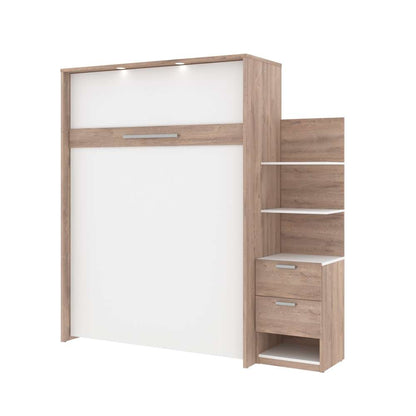 Bestar - Cielo Queen Murphy Bed with Floating Shelves (85W) in Rustic Brown & White - 80887-000009 veiw 1