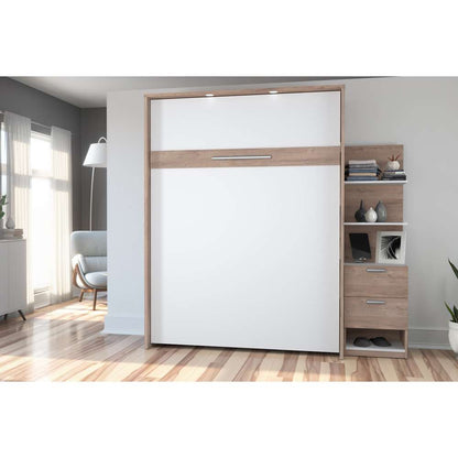 Bestar - Cielo Queen Murphy Bed with Floating Shelves (85W) in Rustic Brown & White - 80887-000009 veiw 4