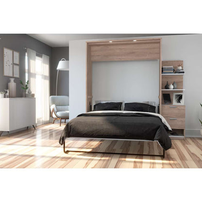 Bestar - Cielo Queen Murphy Bed with Floating Shelves (85W) in Rustic Brown & White - 80887-000009 veiw 5