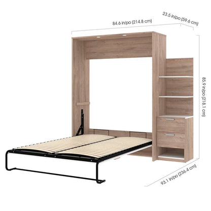 Bestar - Cielo Queen Murphy Bed with Floating Shelves (85W) in Rustic Brown & White - 80887-000009 veiw 6