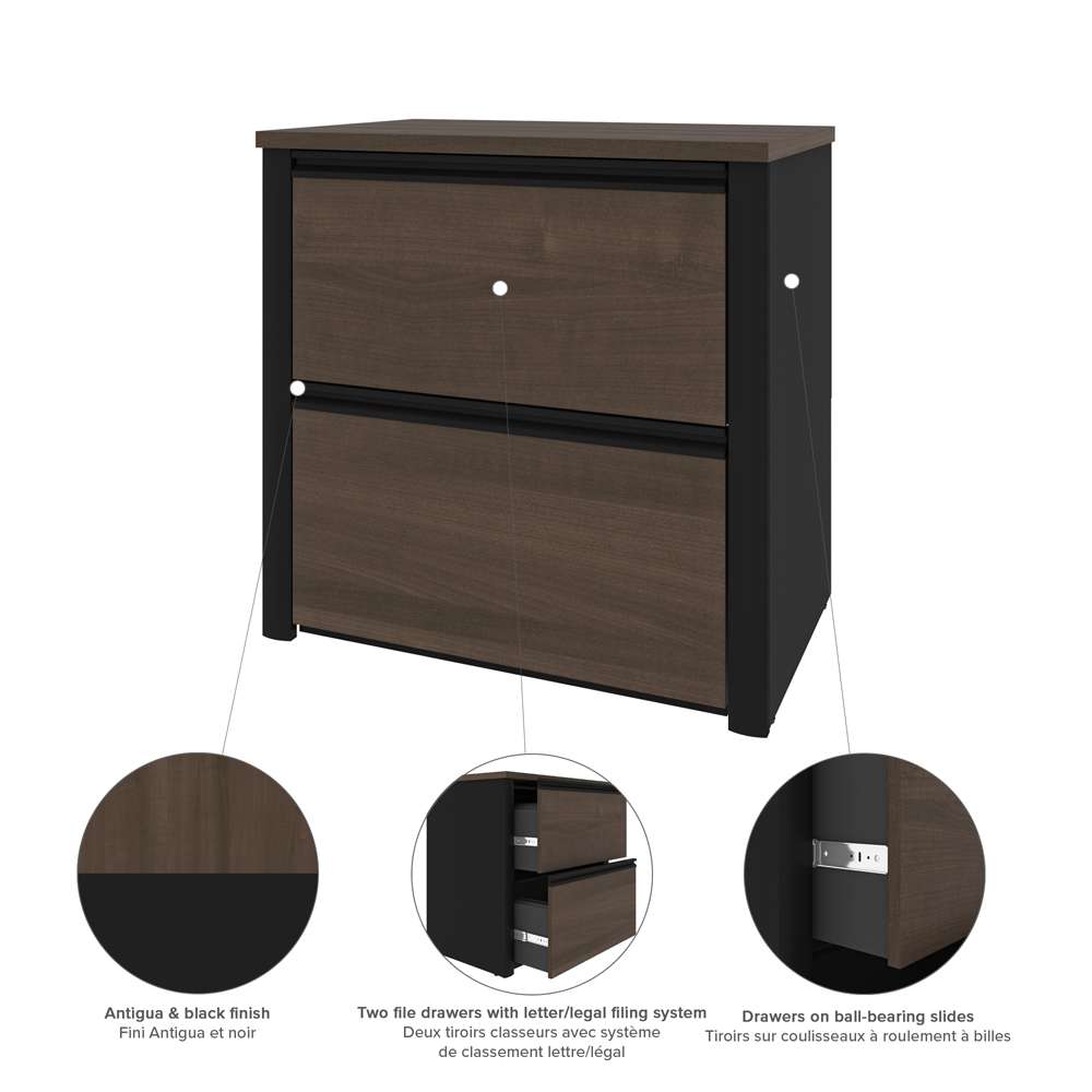 Bestar - Connexion 31W 30 Lateral File Cabinet in Antigua & Black - 93631-000052 veiw 3