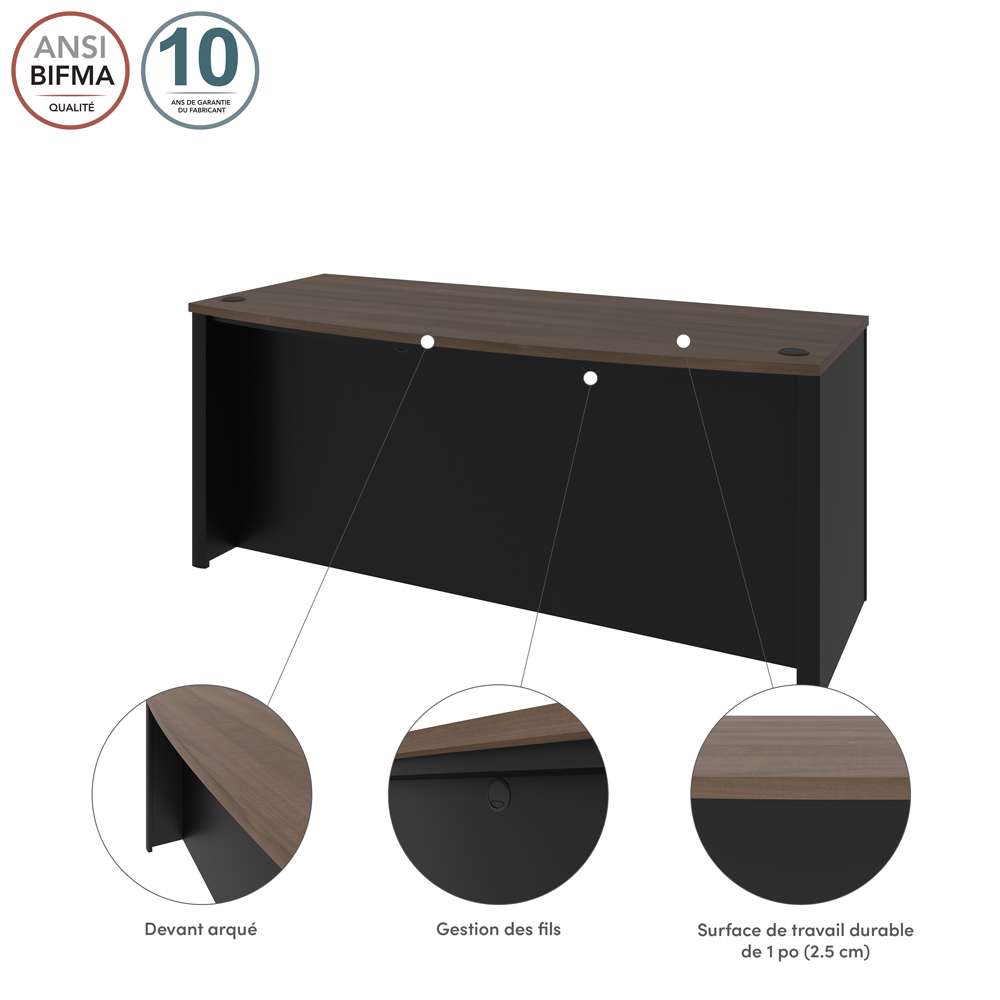 Bestar - Connexion 72W Desk Shell in Antigua & Black - 93400-000052 veiw 3