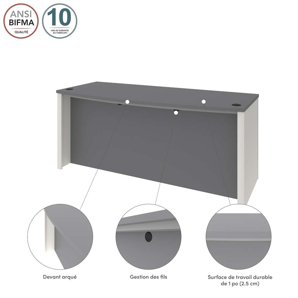 Bestar - Connexion 72W Desk Shell in Slate & Sandstone - 93400-1159 veiw 3