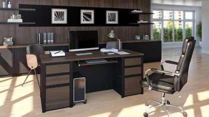 Bestar - Connexion 72W Executive Desk in Antigua & Black - 93850-000052 veiw 3