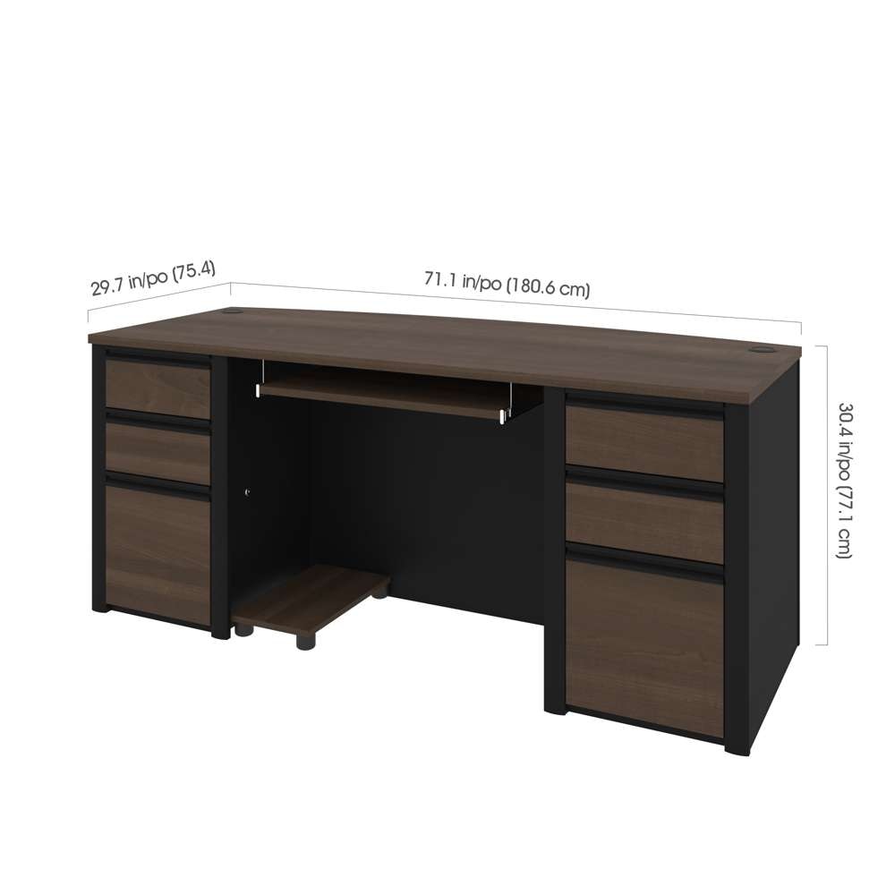 Bestar - Connexion 72W Executive Desk in Antigua & Black - 93850-000052 veiw 4