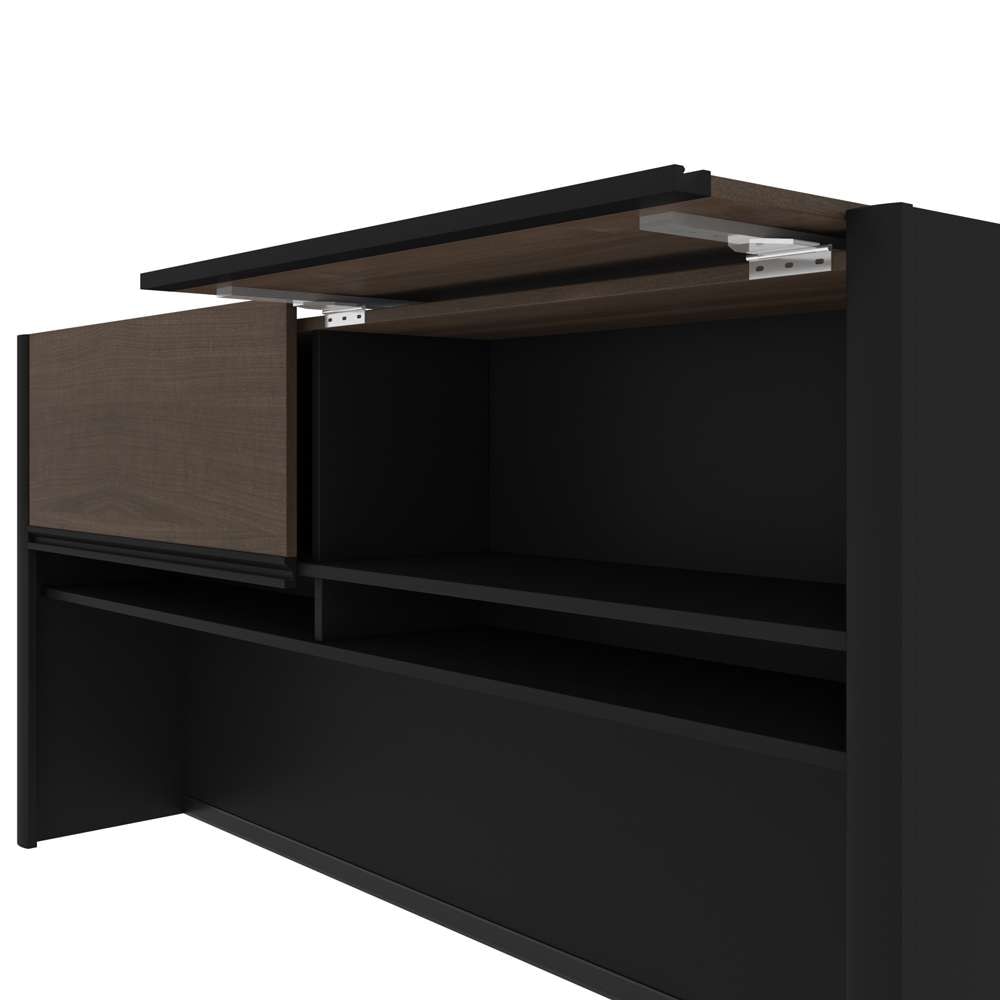 Bestar - Connexion 72W L-Shaped Desk with Lateral File Cabinet and Hutch in Antigua & Black - 93867-000052 veiw 9