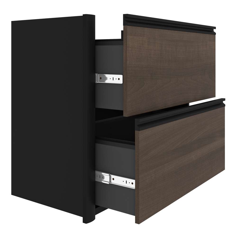 Bestar - Connexion 72W L-Shaped Desk with Lateral File Cabinet and Hutch in Antigua & Black - 93867-000052 veiw 10
