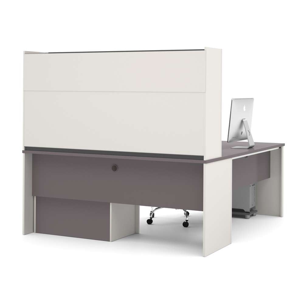 Bestar - Connexion 72W L-Shaped Desk with Lateral File Cabinet and Hutch in Slate & Sandstone - 93867-59 veiw 2