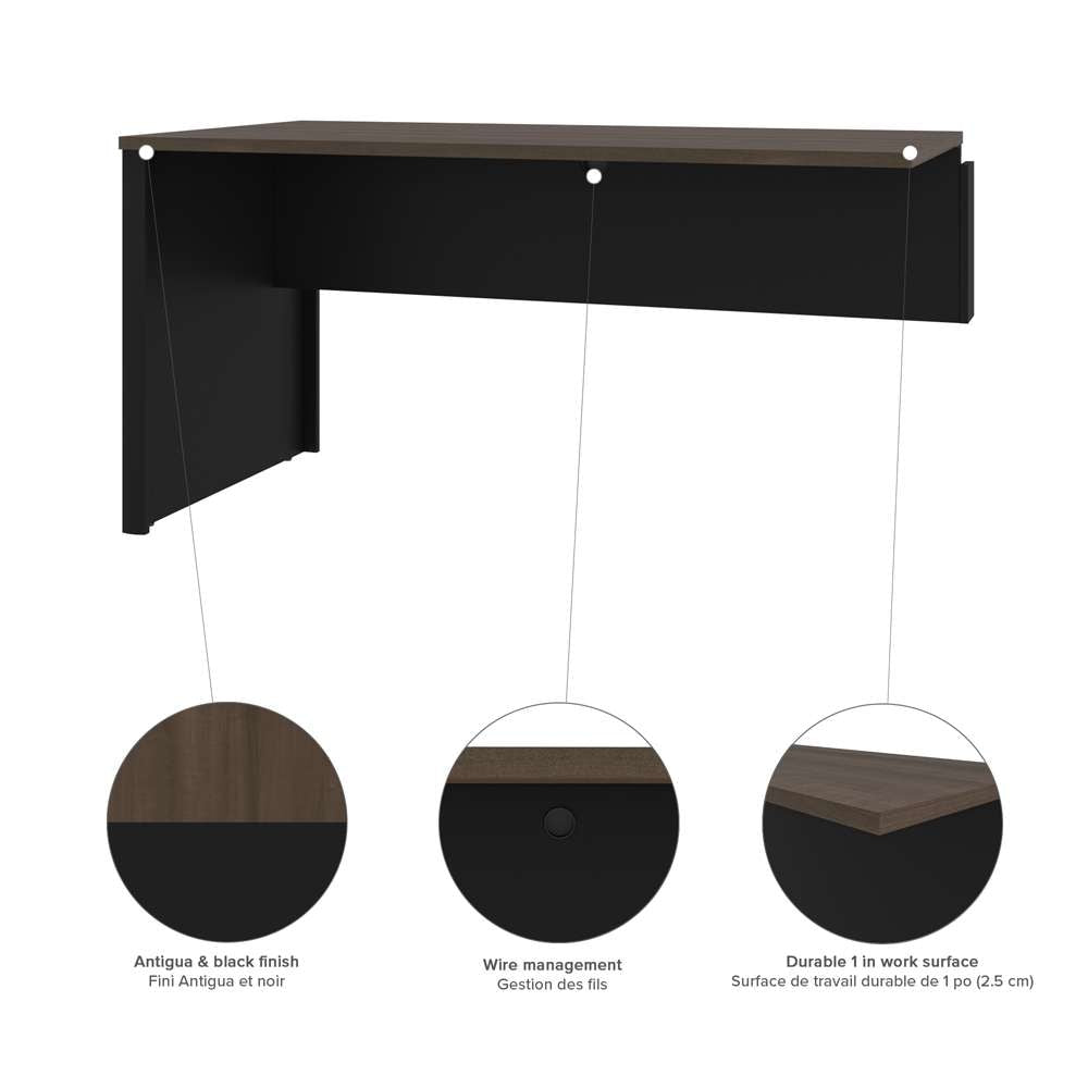 Bestar - Connexion 72W L-Shaped Desk with Lateral File Cabinet in Antigua & Black - 93862-000052 veiw 7
