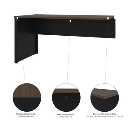 Bestar - Connexion 72W L-Shaped Desk with Lateral File Cabinet in Antigua & Black - 93862-000052 veiw 7